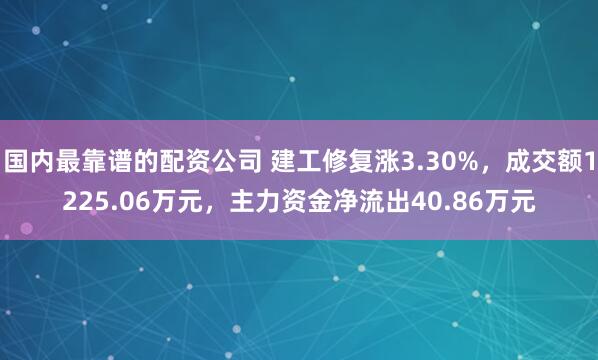 国内最靠谱的配资公司 建工修复涨3.30%，成交额1225.06万元，主力资金净流出40.86万元